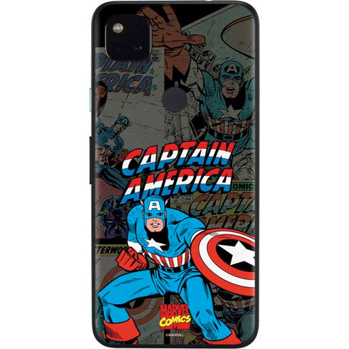 Marvel Classic Comics Captain America Vintage Google Pixel 4a Skin